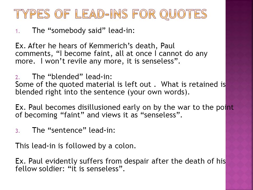 Types of quotations in essays